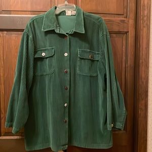 Boundary Waters. Plus Size 2X. Green Comfort Corduroy Relaxed Tunic.
